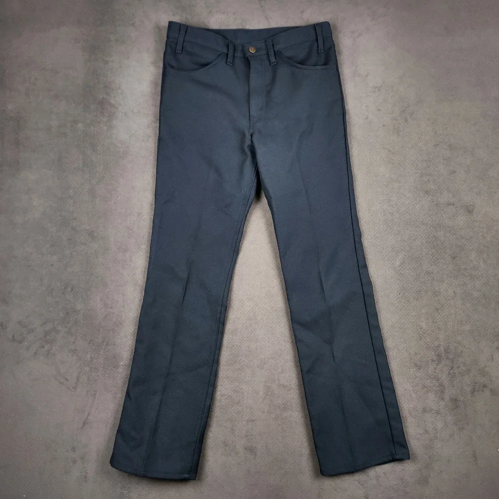 Vintage Levis 517 Sta-Prest Pants Mens 33x32 Navy Blue Dacron Polyester 90s USA